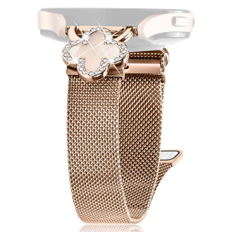 Garmin D2 Air X10 / Bounce Milanese Band Electroplated Stainless Steel Watch Strap Clover Decor, Size: S - Rose Gold / Colored#serie_3