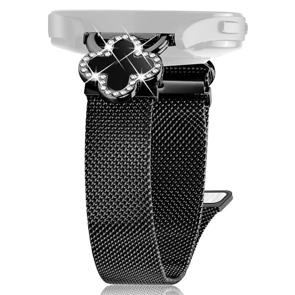 Garmin D2 Air X10 / Bounce Milanese Band Clover Decor Electroplated Stainless Steel Strap, Size: L - Black  /  Black#serie_1
