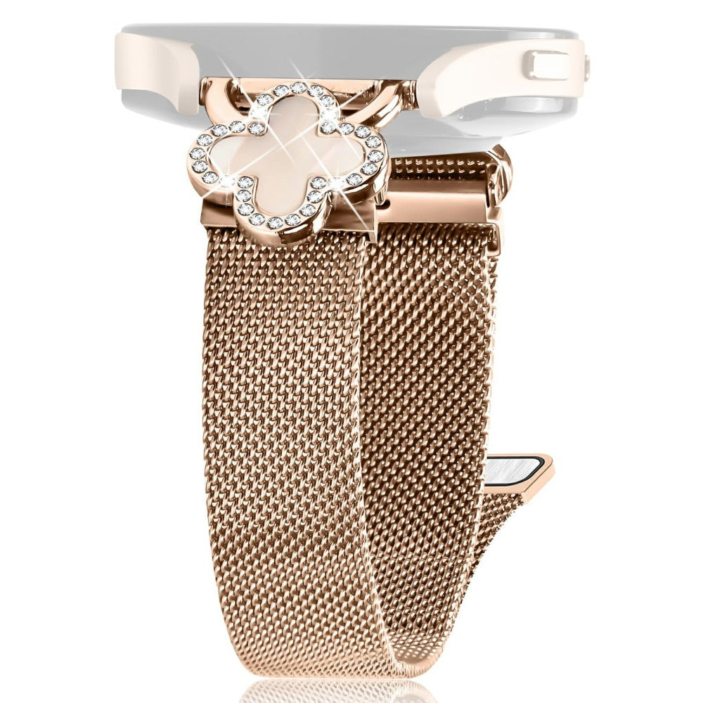 Garmin D2 Air X10 / Bounce Milanese Band Clover Decor Electroplated Stainless Steel Strap, Size: L - Rose Gold  /  Colored#serie_3