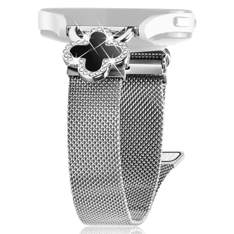 Huami Amazfit Pop Pro Milanese Band Metal Magnetic Watch Strap Clover Decor, Size: L - Silver  /  Black#serie_2