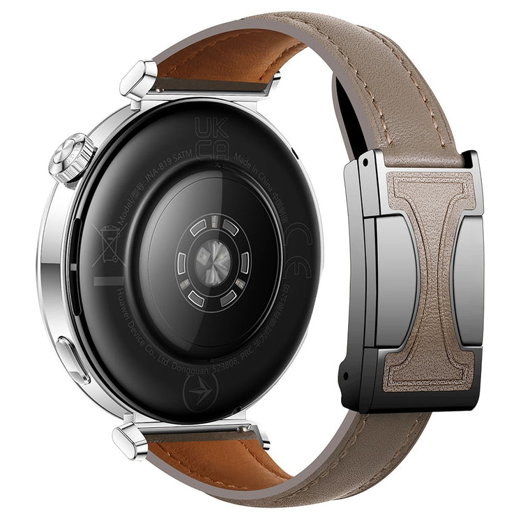 22mm Genuine Cow Leather Strap Huawei Watch GT 5 Pro 46mm / GT 5 46mm / GT 4 46mm Flat Texture Magnetic Buckle Watch Band - Dark Grey#serie_6