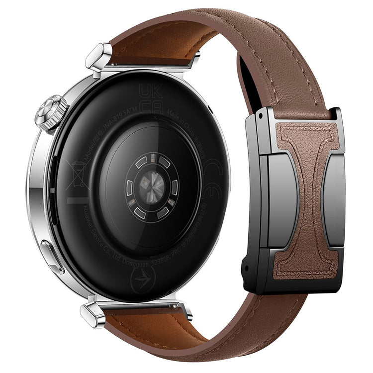 22mm Genuine Cow Leather Strap Huawei Watch GT 5 Pro 46mm / GT 5 46mm / GT 4 46mm Flat Texture Magnetic Buckle Watch Band - Dark Coffee#serie_7