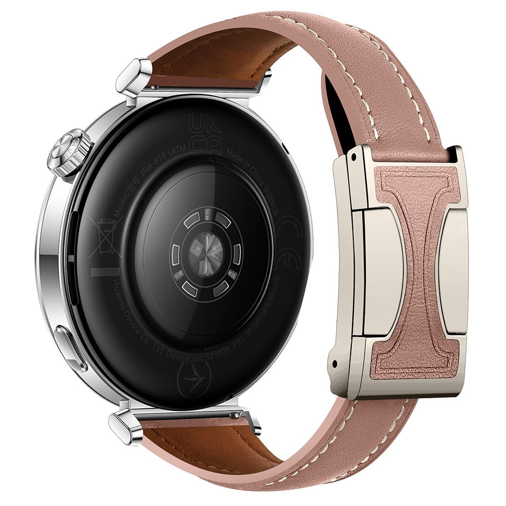 22mm Genuine Cow Leather Strap Huawei Watch GT 5 Pro 46mm / GT 5 46mm / GT 4 46mm Flat Texture Magnetic Buckle Watch Band - Smoky Purple#serie_8