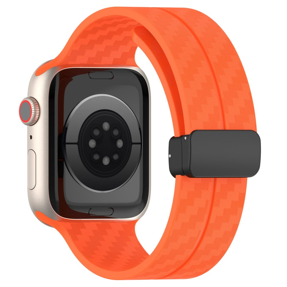 KALEBOL Magnetic Silicone Strap Apple Watch Series 49mm - 45mm - 44mm - 42mm Carbon Fiber Band - Orange#serie_1