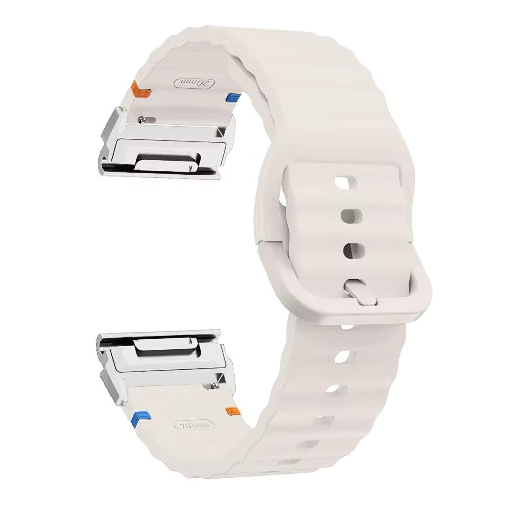 Watch Band Garmin Fenix 8 51mm Quick Release Wavy Texture Silicone Strap with Silver Connector - Starlight#serie_7
