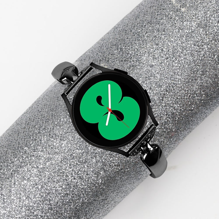 Meget Holdbart Metal Og Rhinsten Universal Rem passer til Smartwatch - Sort#serie_1