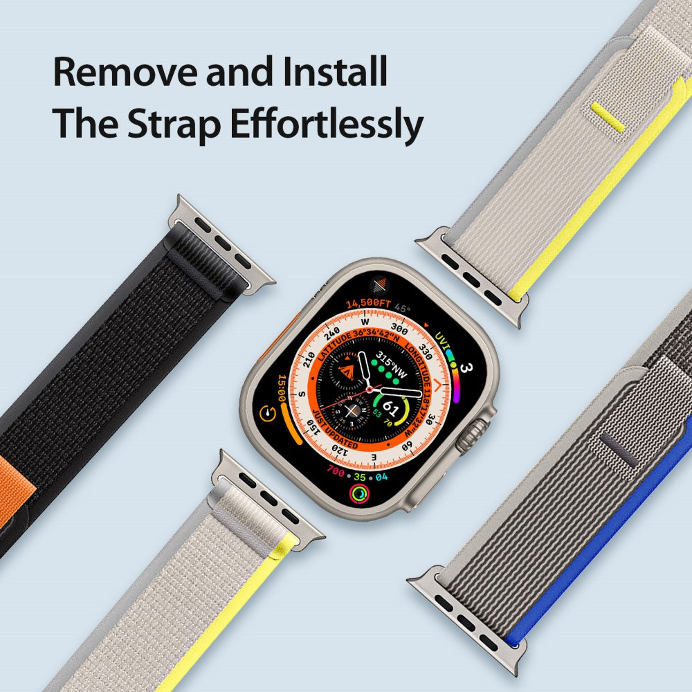 Rigtigt Sejt Metal Og Nylon Universal Rem passer til Apple Smartwatch - Orange#serie_3