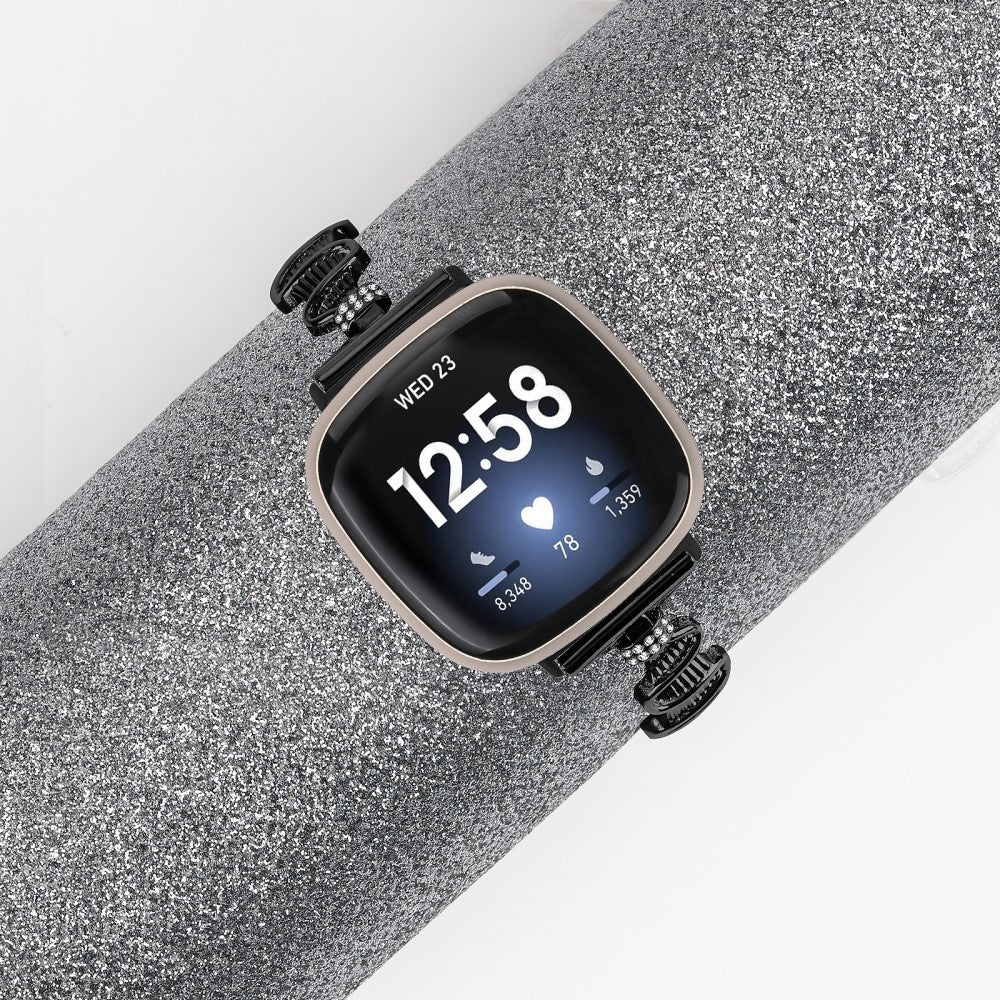 Metal Og Rhinsten Universal Rem passer til Fitbit Sense 1 / Fitbit Versa 3 - Sort#serie_1