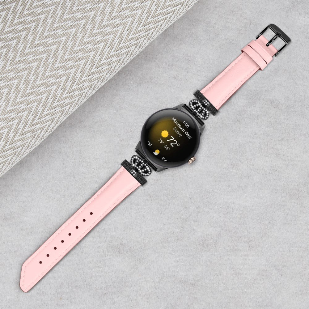 Ægte Læder Og Rhinsten Universal Rem passer til Google Pixel Watch 2 / Google Pixel Watch - Pink#serie_3