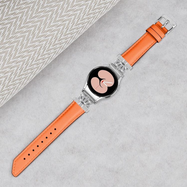 Fed Kunstlæder Og Rhinsten Universal Rem passer til Samsung Smartwatch - Orange#serie_2