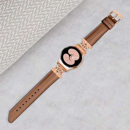 Fed Kunstlæder Og Rhinsten Universal Rem passer til Samsung Smartwatch - Brun#serie_6