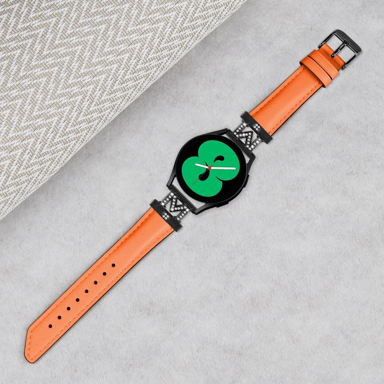 Kunstlæder Og Rhinsten Universal Rem passer til Amazfit Cheetah Pro / 20mm - Orange#serie_1