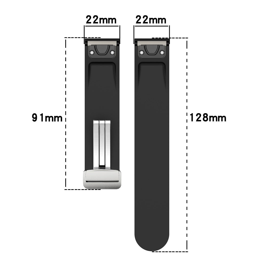 Huawei Watch GT 4 46mm / Samsung Galaxy Watch3 45mm / Garmin Venu 3 22mm Silicone Watch Strap Magnetic Silver Buckle Band - Dark Green#serie_5