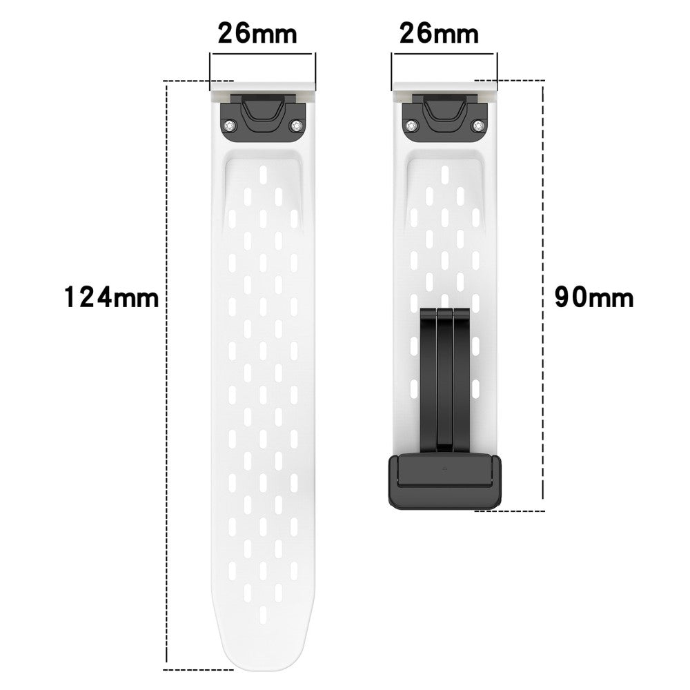 Garmin Tactix 7 Pro / Fenix 7X / Fenix 7X Solar Silicone Watch Strap 26mm Breathable Watch Band with Folding Buckle - White#serie_2