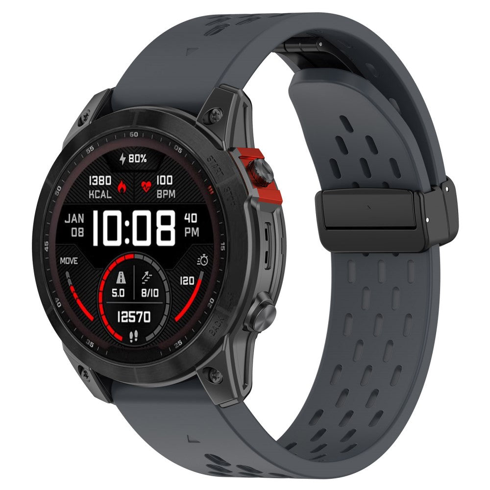 Vildt Fantastisk Silikone Universal Rem passer til Garmin Smartwatch - Sølv#serie_3