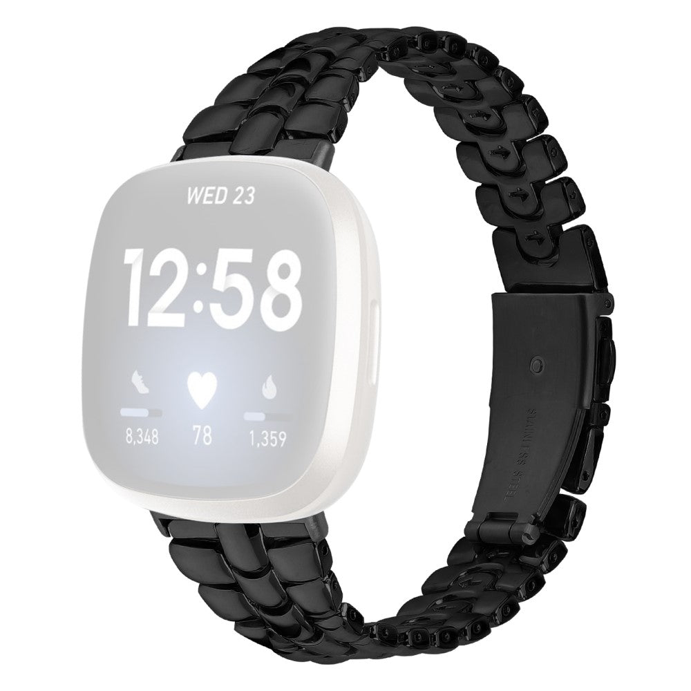 Sejt Metal Universal Rem passer til Fitbit Versa 4 / Fitbit Sense 2 - Sort#serie_4