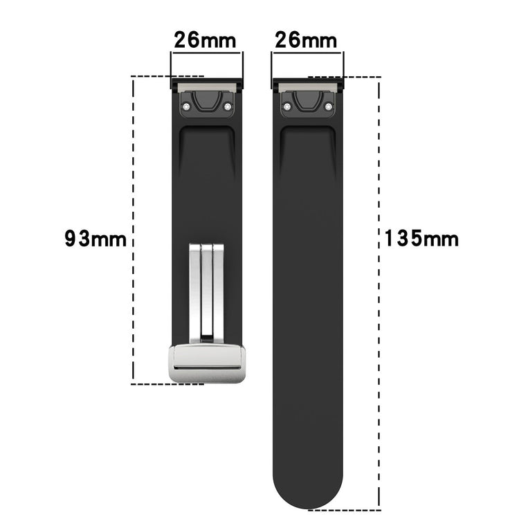 Garmin 26mm Quickfit Universal Silver Buckle Flexible Band Watch Strap - Black+White#serie_4