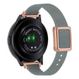 Samsung Galaxy Watch 20mm Universal Leather Strap with Magnetic Folding Buckle - Linen Blue / Rose Gold Buckle and Rose Gold Buckle