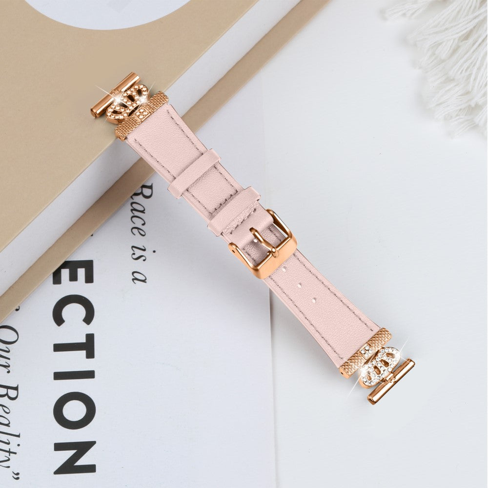 LG Watch Sport Watch Band Rhinestone Crown Connector Cowhide Strap - Pink#serie_1