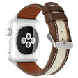 Apple Watch Series 41mm / 40mm / 38mm Cow Leather and Fabric Watch Band - Dark Brown / White