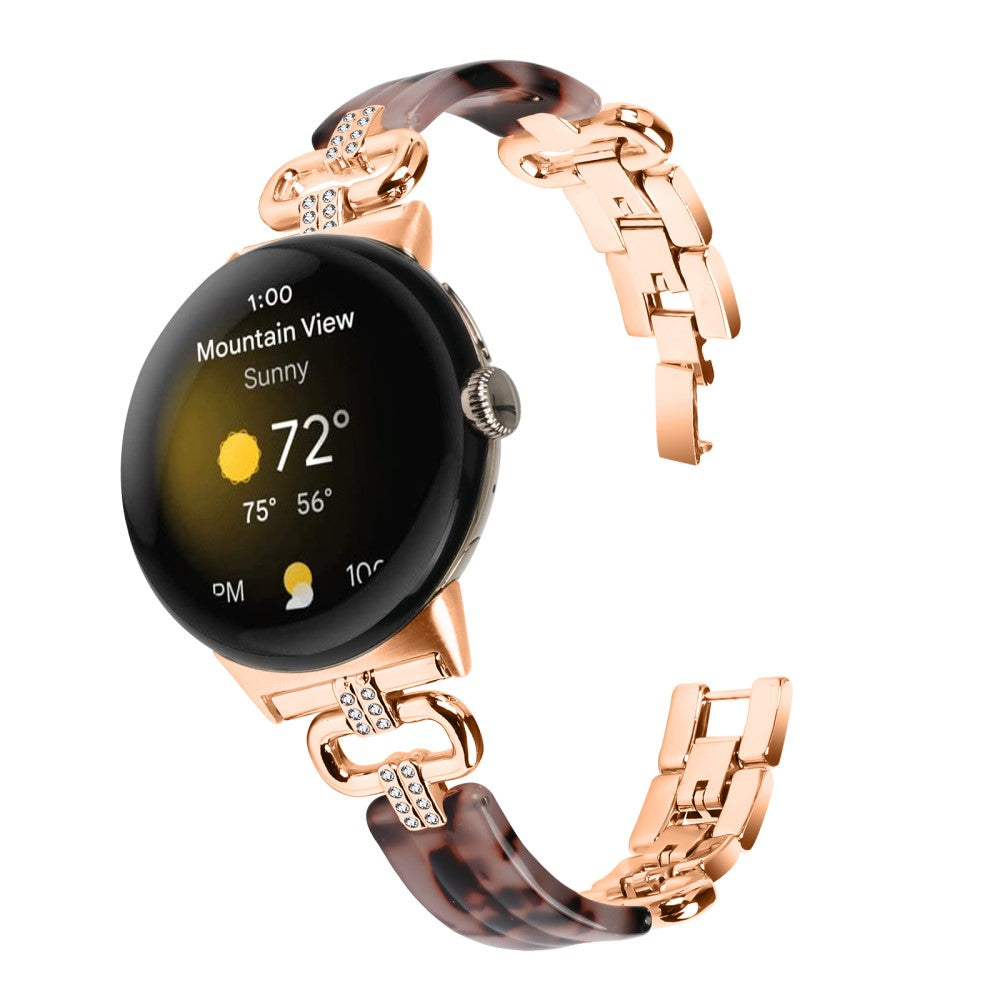 Nydelig Metal, Plastik Og Rhinsten Rem passer til Google Pixel Watch - Pink#serie_5