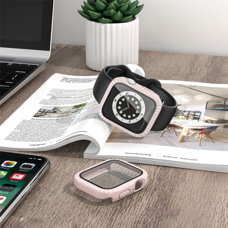 Meget Flot Silikone Og Glas Universal Rem passer til Apple Smartwatch - Pink#serie_4