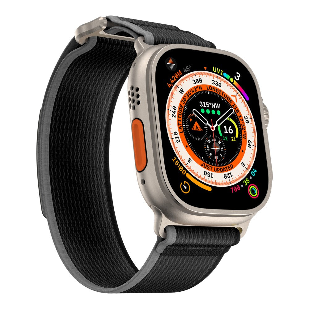 Rigtigt Fed Nylon Universal Rem passer til Apple Smartwatch - Sort#serie_1