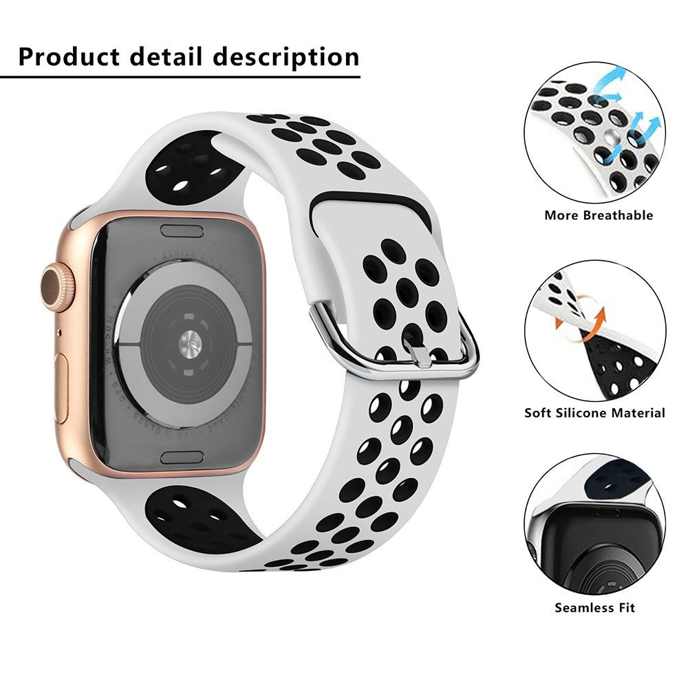 Vildt Slidstærk Silikone Universal Rem passer til Apple Smartwatch - Hvid#serie_6