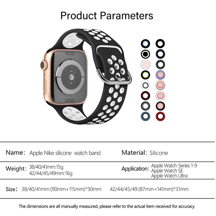 Vildt Slidstærk Silikone Universal Rem passer til Apple Smartwatch - Sort#serie_7