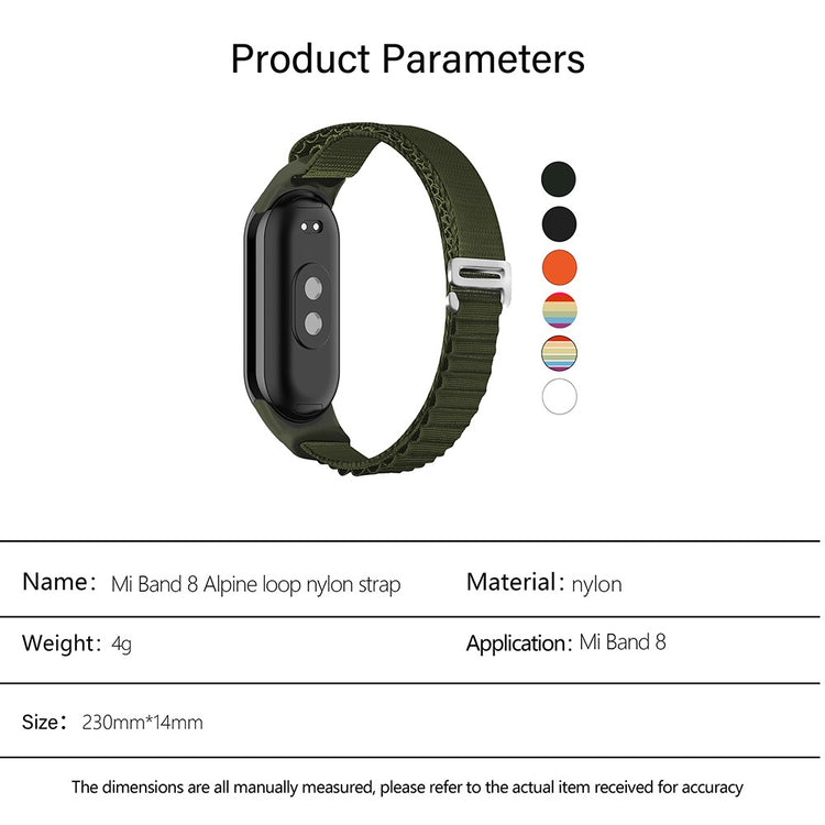 Super Godt Nylon Rem passer til Xiaomi Smart Band 8 - Sort#serie_3