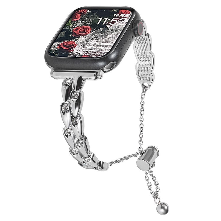 Tough Apple Smartwatch Metal And Rhinestone Universel Strap - Silver#serie_2