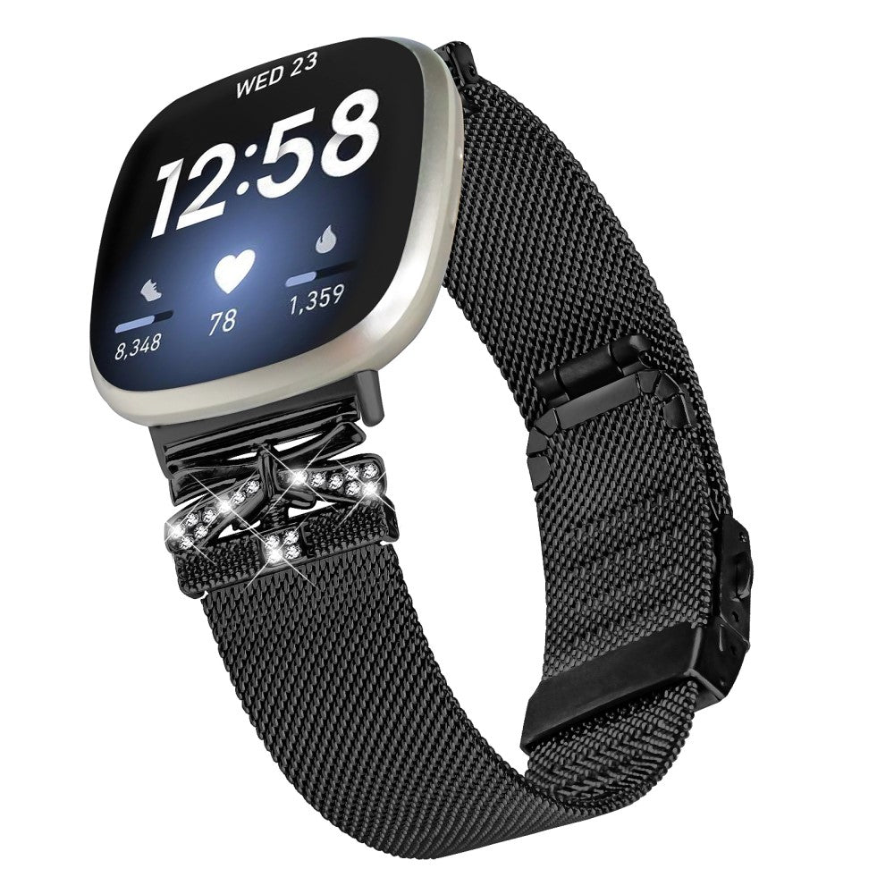 Sweet Fitbit Versa 4 / Fitbit Sense 2 Metal Universel Strap - Black#serie_153