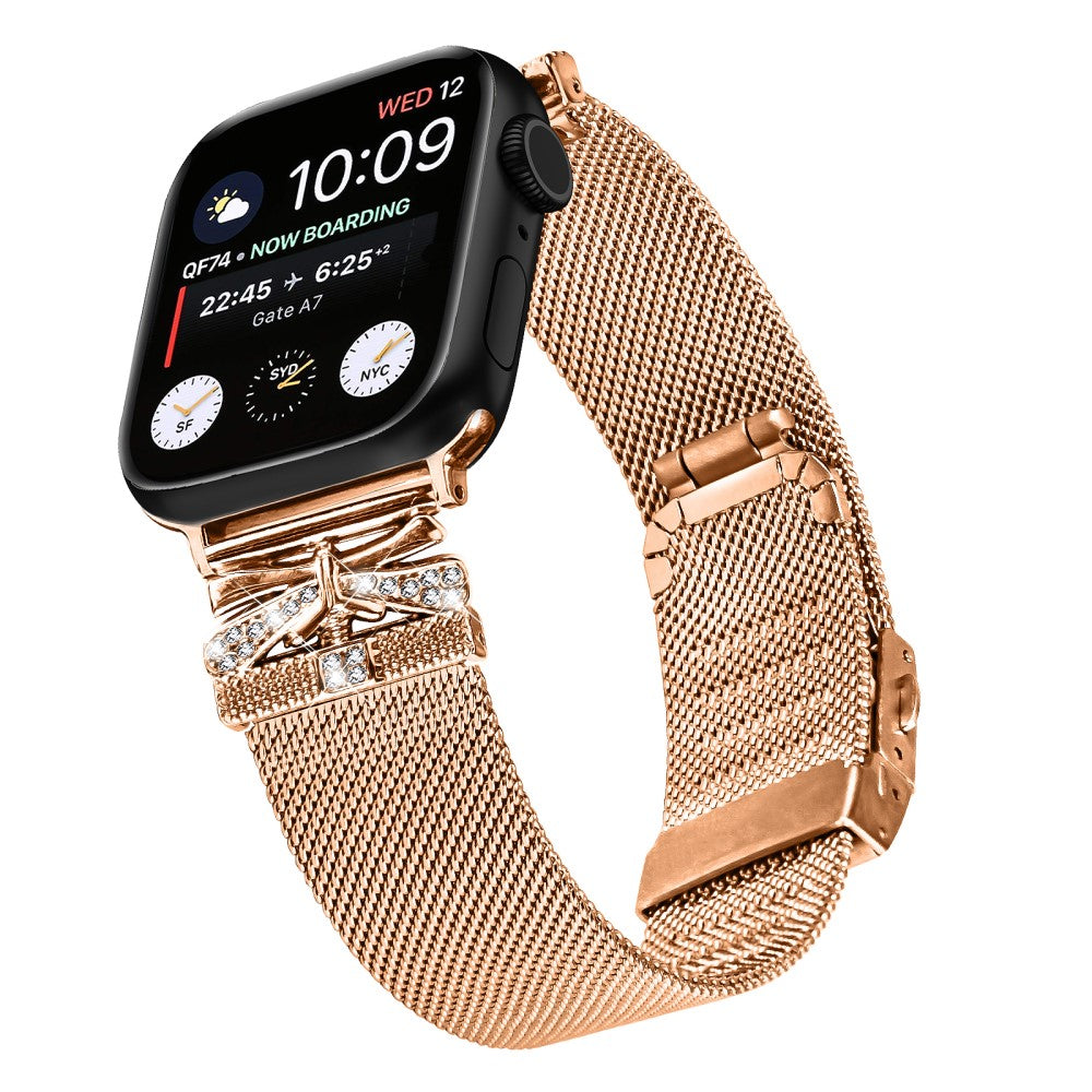 Great Apple Smartwatch Metal And Rhinestone Universel Strap - Pink#serie_2