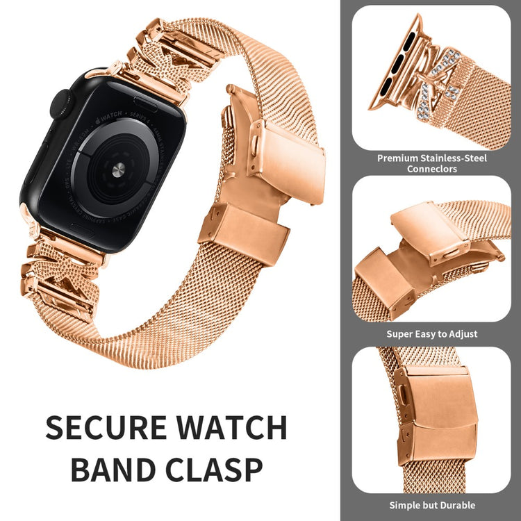 Great Apple Smartwatch Metal And Rhinestone Universel Strap - Pink#serie_2