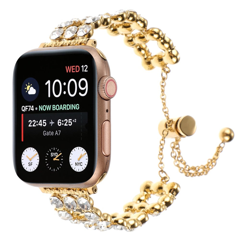 Tough Apple Smartwatch Metal And Rhinestone Universel Strap - Gold#serie_2