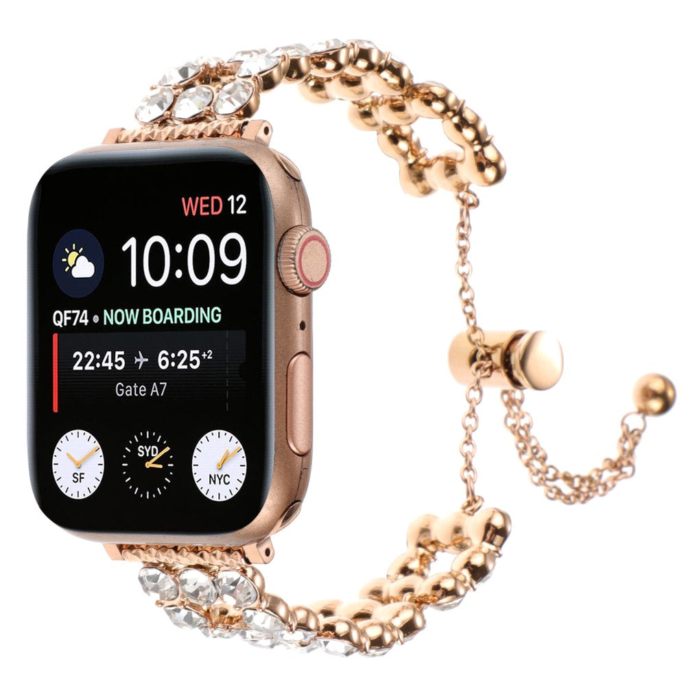 Tough Apple Smartwatch Metal And Rhinestone Universel Strap - Pink#serie_3