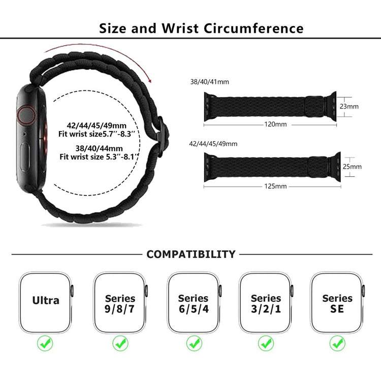 Very Elegant Apple Smartwatch Nylon Universel Strap - Black#serie_1