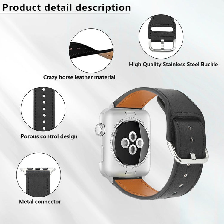 Mega Delightful Apple Smartwatch Pu Leather Universel Strap - Black#serie_1