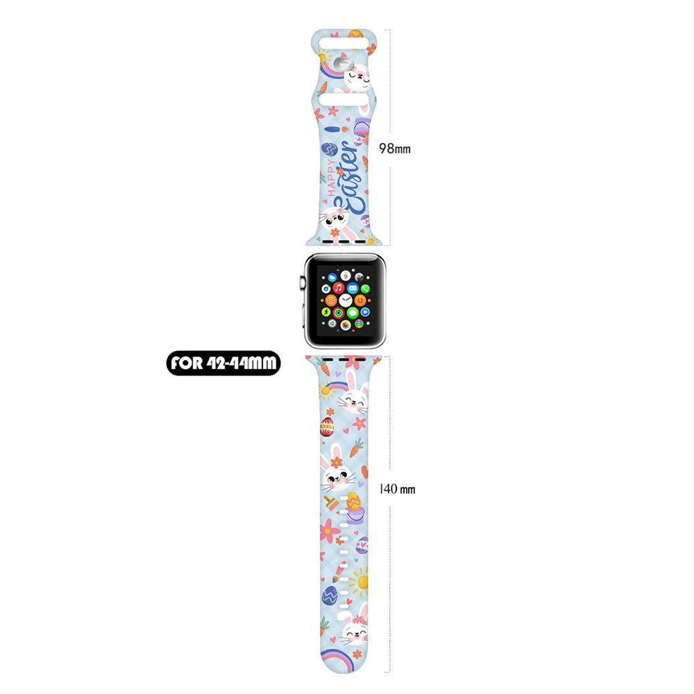 For Apple Watch Ultra 2 Ultra 49mm / 9 8 7 45mm / 6 5 4 SE (2022) / (2023) / SE 44mm / 3 2 1 42mm Pattern Silicone Watch Band - Easter Pattern 7#serie_7