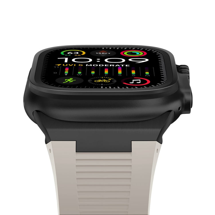 For Apple Watch Series 9 8 7 41mm  /  6 5 4 SE (2022) SE (2023) SE 40mm  /  3 2 1 38mm Soft Silicone Watch Bracelet - Black+Starlight#serie_4