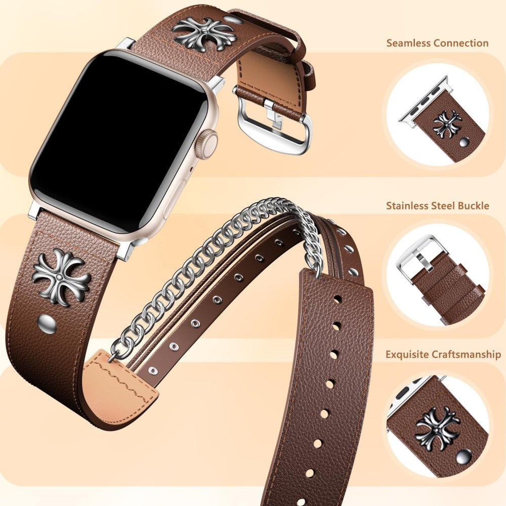 Tough Apple Smartwatch Genuine Leather Universel Strap - Brown#serie_2