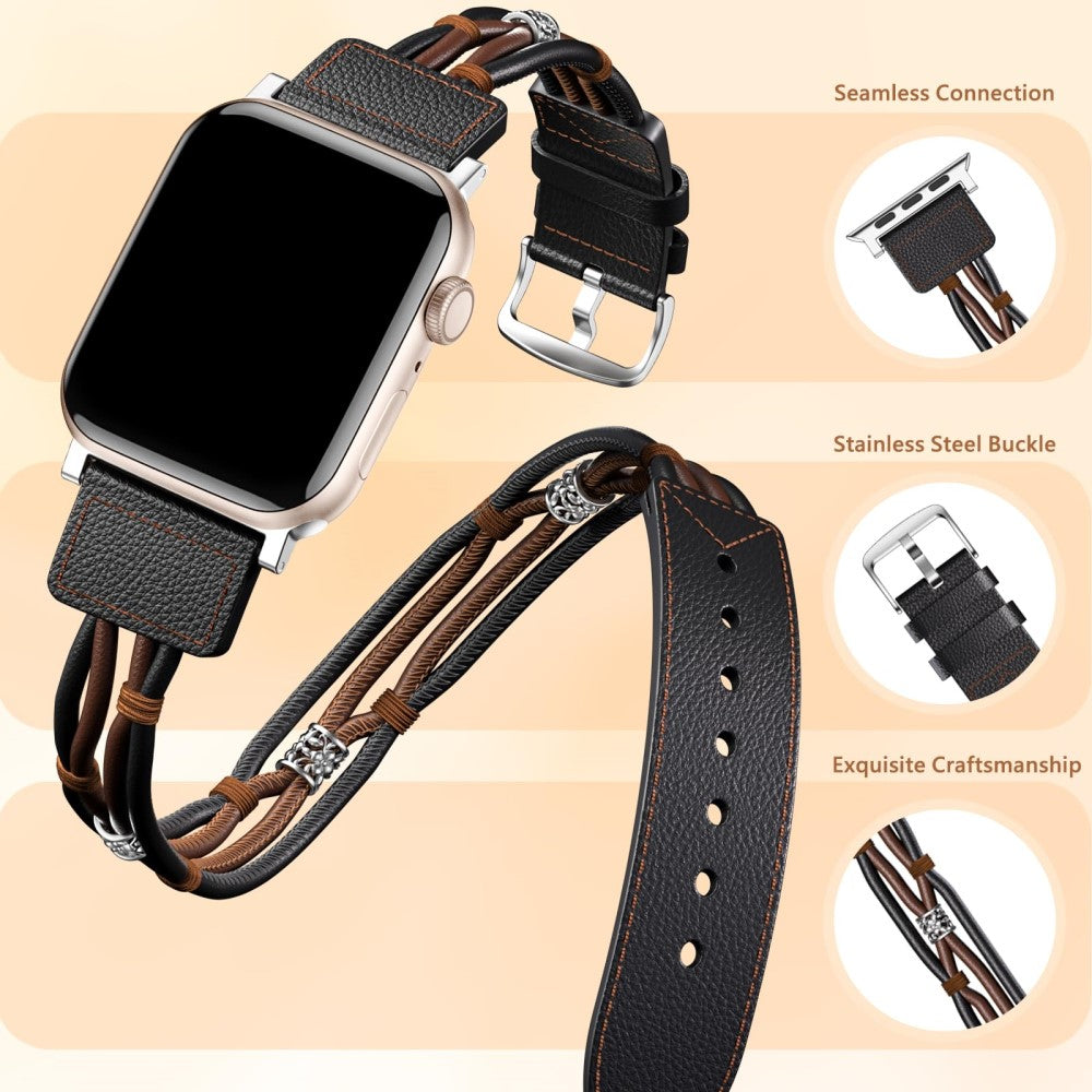 Super Good Apple Smartwatch Genuine Leather Universel Strap - Black#serie_1