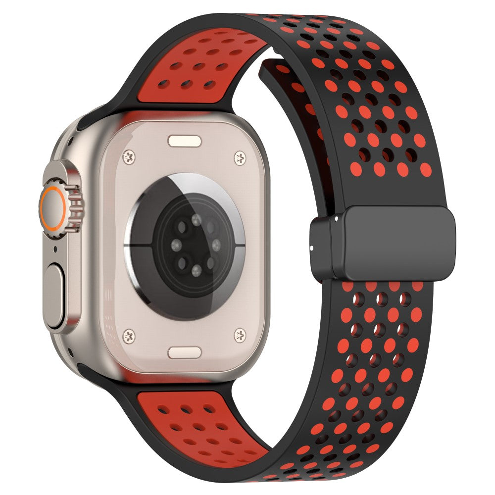 Apple Watch Series 41mm - 40mm - 38mm Silicone Strap Dual-Color Magnetic Watch Band - Black+Red#serie_7