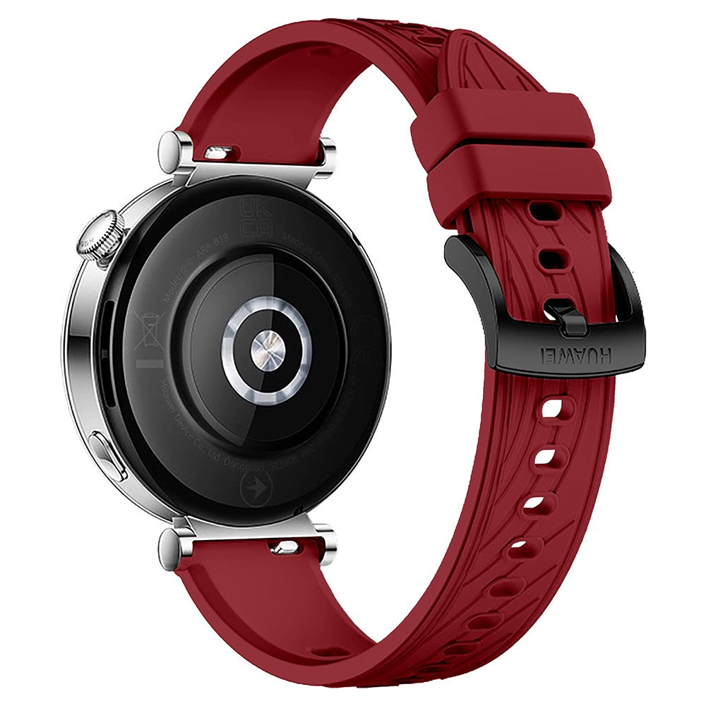 Huawei Watch GT 4 41mm / Xiaomi Mi Watch Silicone band 18mm Textured Watch Strap - Red+Black Buckle#serie_16