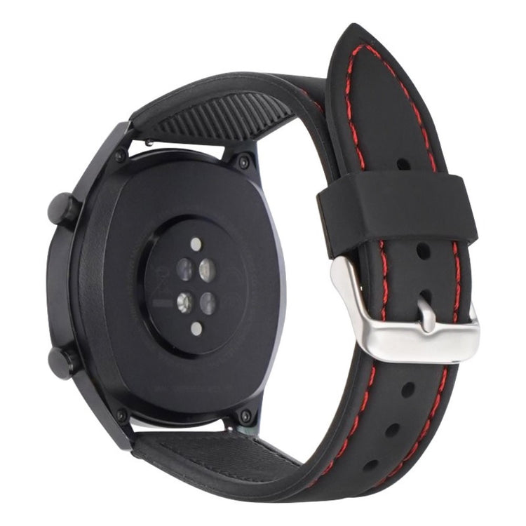 Huawei Watch GT 4 46mm / Watch 4 / Watch 4 Pro Fluorubber Strap 22mm Waterproof Watch band  - Black+Red Thread#serie_3