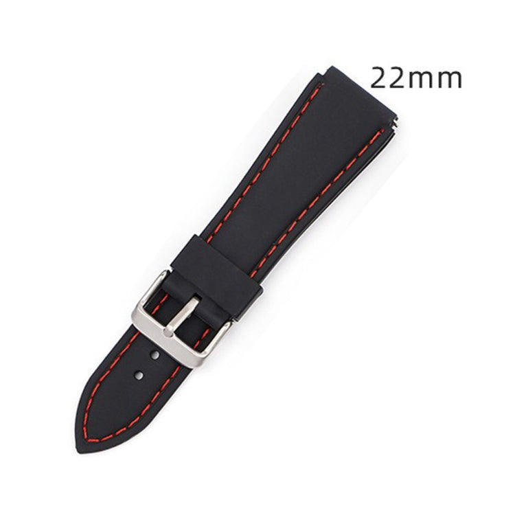 Huawei Watch GT 4 46mm / Watch 4 / Watch 4 Pro Fluorubber Strap 22mm Waterproof Watch Band - Black+Red Thread#serie_3