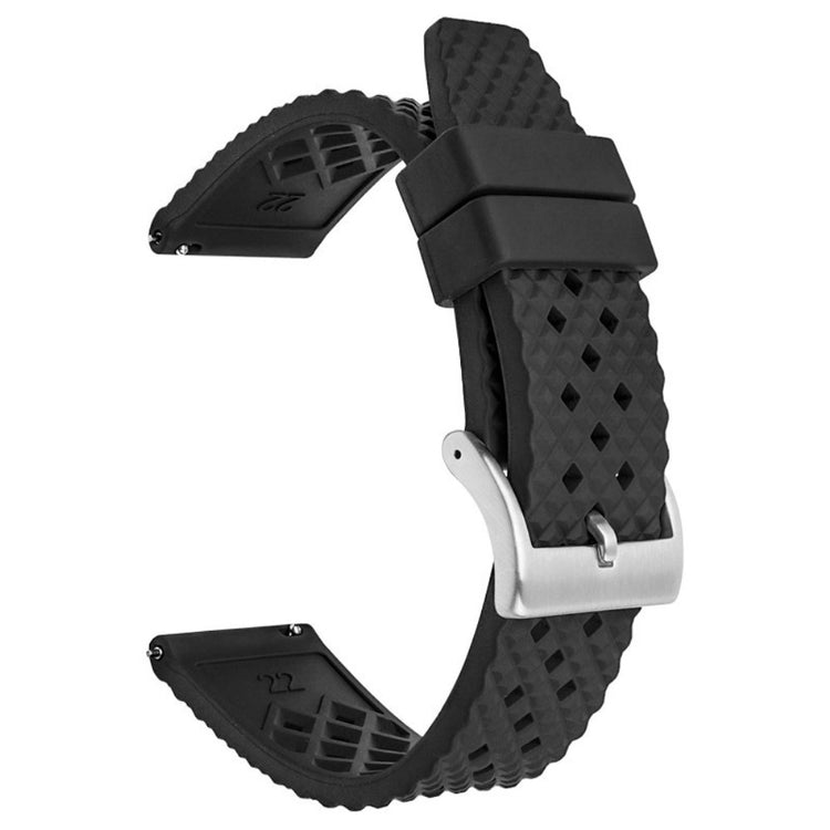 Huawei Watch GT 4 46mm / 4 Pro Strap 22mm Fluorubber Watch band  - Black+Silver Buckle#serie_1