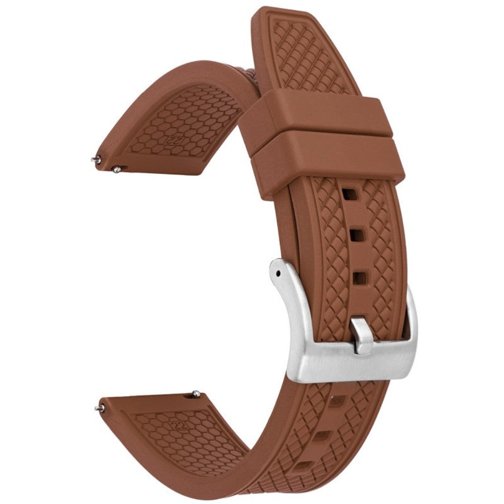 Huawei Watch GT 4 46mm / GT 4 Pro 22mm Replacement band Fluorubber Watch Strap - Brown+Silver Buckle#serie_4