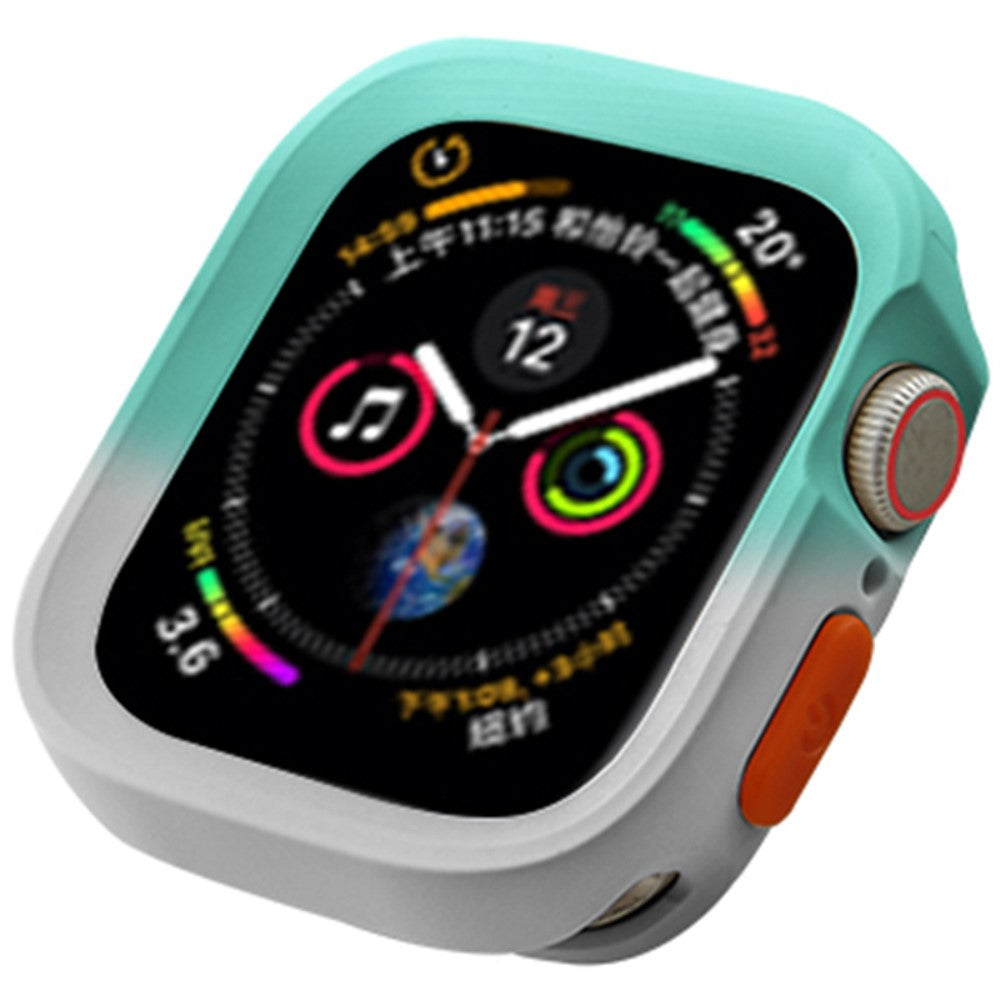 Apple Watch Series 4 / 5 / 6 / SE / SE (2022) 40mm / 7 / 8 / 9 41mm Dual Color Flexible Watch Case - Fruit Green+Grey#serie_1