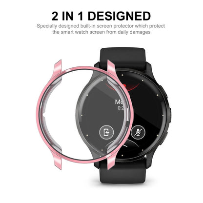 Super Godt Cover med Skærmbeskytter i Silikone passer til Garmin Venu 3 - Pink#serie_1
